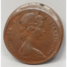 AUSTRALIA 1966 . ONE 1 CENT COIN . ERROR . MIS-STRIKE . OFF CENTRE